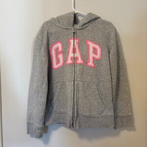 GAP Kids Grey & Pink Zip Up Hooded Hoodie Sweater Girl Size M